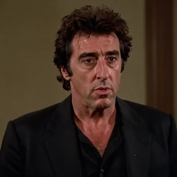 Al Pacino as The American Psycho, cinematic still, sweating hard