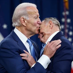 joe biden kissing joe biden on his forehead, cute, gentle, lovely