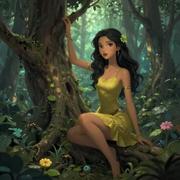alluring tree girl in a magical forest, digital art, trending on artstation