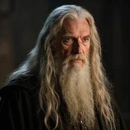 portrait of a gentle and wise magician with long hairs in alan lee and marc simonetti and emil melmoth style  , cinematic lighting