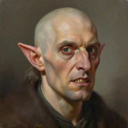 a detailed matte head - on portrait painting of an ugly halfling man, with a large scar and missing teeth portrait by charlie bowater, lise deharme, wlop, tending on arstation, dungeons and dragon, dnd, pathfinder, fanart, oil on canvas