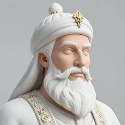 a close up portrait of a white bearded Sultan Saladin, art station, highly detailed, concept art, sharp focus, illustration in pen and ink, wide angle, by Kentaro Miura