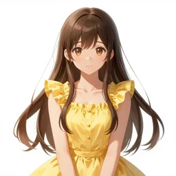 character concept art of an anime girl with honey power and yellow dress ’ s with ruffles | | cute - innocent - face, pretty face, realistic shaded perfect face, fine details by stanley artgerm lau, wlop, rossdraws, james jean, andrei riabovitchev, marc simonetti, and sakimichan, tranding on artstation