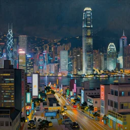 oriental painting of cyberpunk hong kong in the year 2 0 4 7
