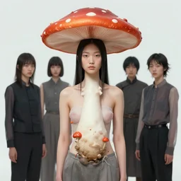 pretty chinese model with hallucination mushroom : : by martine johanna and simon stalenhag and chie yoshii and casey weldon and wlop : : ornate, dynamic, particulate, rich colors, intricate, elegant, highly detailed, centered, vogue, fashion magazine, smooth, sharp focus, octane render, 8 k