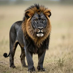 ultra realistic photograph from a black lion