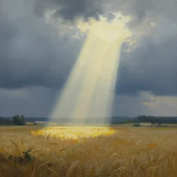 the field of strife, painting, beams of light, striking, in the style of mcdonald's