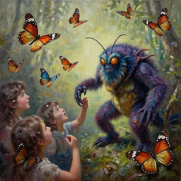 monster butterflies attacking people, oil on canvas, intricate, 8 k highly professionally detailed, hdr, cgsociety