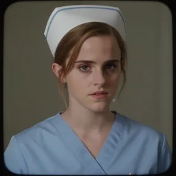 photo, close up, emma watson in nurse scrubs, dim light, low light, fog, head and shoulders, android cameraphone, snapchat story screenshot, 2 6 mm,