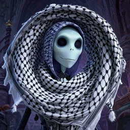 curled perspective digital art of keffiyeh by anton fadeev from nightmare before christmas