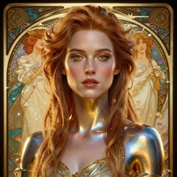 highly detailed vfx portrait of amber heard unreal engine, chrome reflect, greg rutkowski, tom bagshaw, alphonse mucha, global illumination, detailed and intricate environment