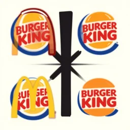 a cross between mcdonalds and burger king logos, text vector, illegible