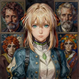 a masterpiece portrait painting of violet evergarden, ultra realistic, concept art, intricate details, eerie, highly detailed, photorealistic, art by artgerm and greg rutkowski and alphonse mucha