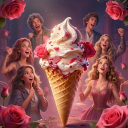 epic professional digital art of icecream, rose atmospheric lighting, painted, intricate, detailed, cheerful, fun, exciting, by leesha hannigan, wayne haag, reyna rochin, ignacio fernandez rios, mark ryden, iris van herpen,, epic, stunning, gorgeous, much wow, cinematic, masterpiece.