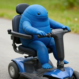 a tardigrade riding a mobility scooter, covered in baystate blue ink, high resolution macro photo