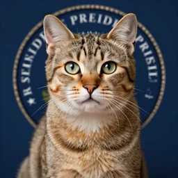 a cat that's a president posing for a portrait, hyper realistic