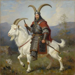 painting of a goat warrior by lise deharme