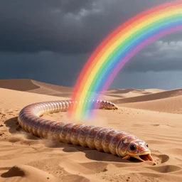 dune sandworm puking rainbow, fantasy art, digital painting