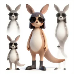 wanderer kangaroo girl with aviator glasses, character sheet, concept design, contrast, hot toys, kim jung gi, greg rutkowski, zabrocki, karlkka, jayison devadas, trending on artstation, 8 k, ultra wide angle, pincushion lens effect