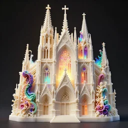 a hyperrealistic 3 d render of a delicate ivory sculpture of an ornate detailed cathedral populated by mandelbrot fractals by android jones, micro detail, unreal engine, backlit lighting, psychedelic, octane renderer, catholicpunk, glowing, white color scheme, photorealistic, physically based rendering, angelic, colorful, carved soap, trending on cgsociety
