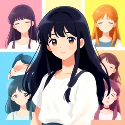 anime girl, illustration, just use 5 color