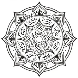 persian mandala, vector art, black and white