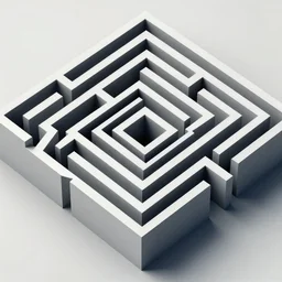 digital art, 3 dimensional labyrinth, similar to relativity by m. c. escher
