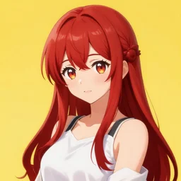 cute anime girl, 20yo, red ress, high detail, studio, sharp, yellow light,