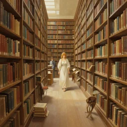 interior of a library, path traced, highly detailed, high quality, digital painting, alena aenami, lilia alvarado, shinji aramaki, karol bak, alphonse mucha, tom bagshaw