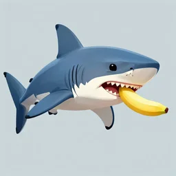 a digital illustration of a shark, eating a banana, trending on artstation