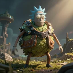 an alien chest burster coming out of rick and morty.