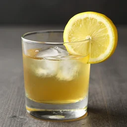 a photo of a slice of lemon in the rim of a rum glass