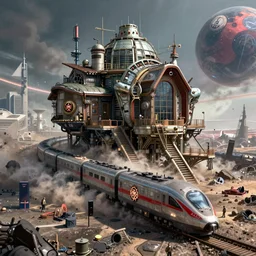 an epic 3 d mattepainting and photobash of a massive cyberpunk cabin of alien train with style of futuristic and hyper - realist and post apocalypse including nuclear war and daylight and interstellar with scifi blockbuster cg vfx concept art riot cinematic bio hazard soviet by zdislaw beksinski and fvckrender and visualdon trending on cgsociety unreal engine 5