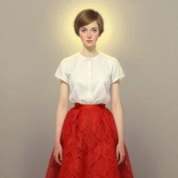 aerith gainsborough in red lace skirt, portrait, illustration, rim light, top light, perfectly shaded, soft painting, art by krenz cushart and wenjun lin