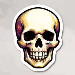 scull sticker highly detailed, colorful, illustration, smooth and clean vector curves, no jagged lines, vector art, logo