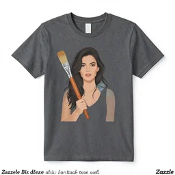 t - shirt design of a woman with large paint brush, trending on zazzle