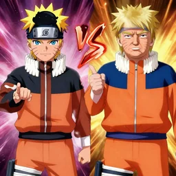 Kim jong un naruto style anime vs Donald Trump who wield rasengan and chidori vs each other
