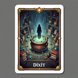 dixit card, inside the cauldron, pots, clutter, stacks of books, potions, slime, focal point, character transforming, dark fantasy, looking down, vertigo, fear of heights, dizzying, intricate, amazing composition, colorful watercolor, by ruan jia, by maxfield parrish, by shaun tan, by nc wyeth, by michael whelan, by escher, illustration, gravity rush, volumetric, blue, green