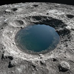 highly detailed realistic photo of a water found in moon craters, wide angle shot, award winning masterpiece art, hyper realistic, concept art, 8 k detail post - processing