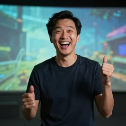 a man experiencing a happy simulation