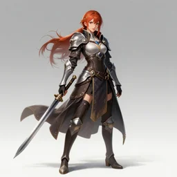 detailed, sharp, full body portrait of a fantasy female warrior, trending on artstation, anime arts, featured on Pixiv, HD, 8K, highly detailed, good lighting, beautiful, epic, masterpiece, in the style of Ilya Kuvshinov