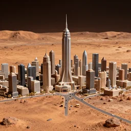 diorama of a city on mars, detailed photo