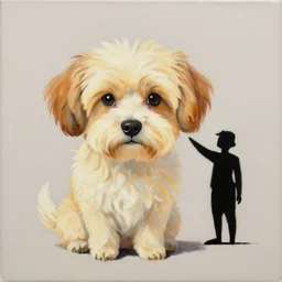 a beautiful painting dog, by murakami takashi painting and banksy, illustration style