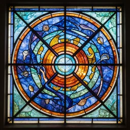 stained glass window with a multiverse design