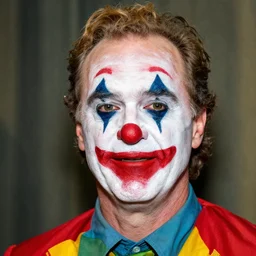 Scott Morrison wearing clown makeup