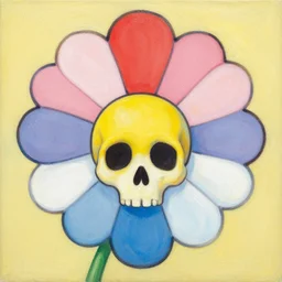 a beautiful painting little skull flower, by murakami takashi painting, illustration style