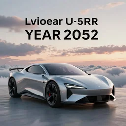 futuristic luxury car from the year 2052, professional studio photography, award winning, dramatic lighting, clouds, sunset