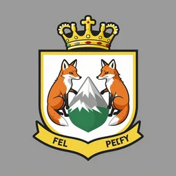 military emblem that involves foxes, mountains, and crown