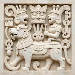 a sculpture of mythical creatures, carved from stone, intricate, elegant, aztec symbol of fertility and abundance, shaman messenger of a new generation of earth - guardians to come, artstation, visionaryart, shamanicart, consciousart, peruvianartist, ayahyascaart, geenssarchenti, rainforest, cloudforest concept art, ambient occlusion
