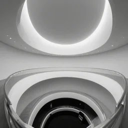 minimalistic extreme wide angle curved perspective digital art of indoor top floor of a casino with a balcony to the ground floor by anton fadeev from ( nightmare before christmas )!!!!!!!!!!